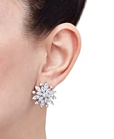 Arabella Cubic Zirconia Flower Statement Earrings in Sterling Silver