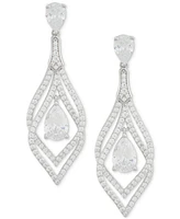 Arabella Cubic Zirconia Pear Orbital Drop Earrings in Sterling Silver