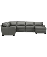 Radley 129" 6-Pc. Leather Square Corner Modular Chaise Sectional, Created for Macy's