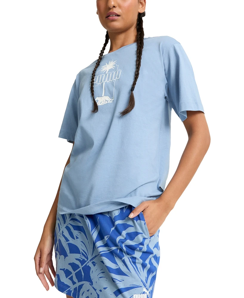 Puma Women's Essentials Palm Resort Graphic T-Shirt