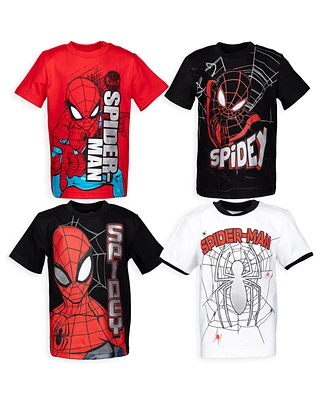 Marvel Boys Spider-Man 4 Pack Pullover T-Shirts Spidey