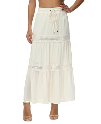 Frye Women's Jules Cotton Lace-Trim Tiered Maxi Skirt