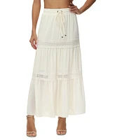 Frye Women's Jules Cotton Lace-Trim Tiered Maxi Skirt