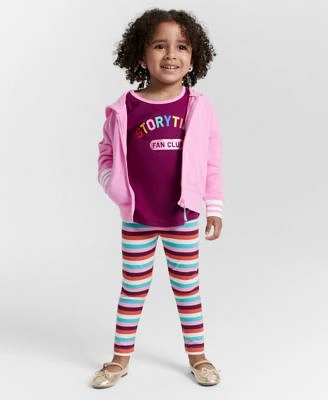 Epic Threads Toddler Girls French Terry Zip Hoodie Book Club Graphic T Shirt Stripe Full Length Leggings Created For Macys