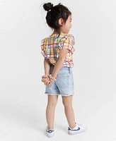 Epic Threads Toddler Girls Painted Plaid Ruffled Top Heathrow Denim Shorts Created For Macys