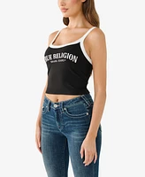 True Religion Women's Contrast Band Ribbed Baby Tank