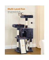 Slickblue Cat Tree, Tower, Condo With Scratching Posts, 2 Plush Perches, Cave, For Small Spaces