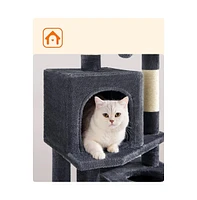 Slickblue Cat Tree Tower With Hammock, Basket, Scratching Posts, Caves, Plush Perches