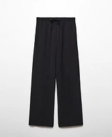 Mango Women's Elastic Waist Wideleg Pants