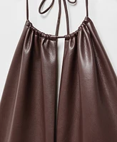 Mango Women's Leather-Effect Halter Dress