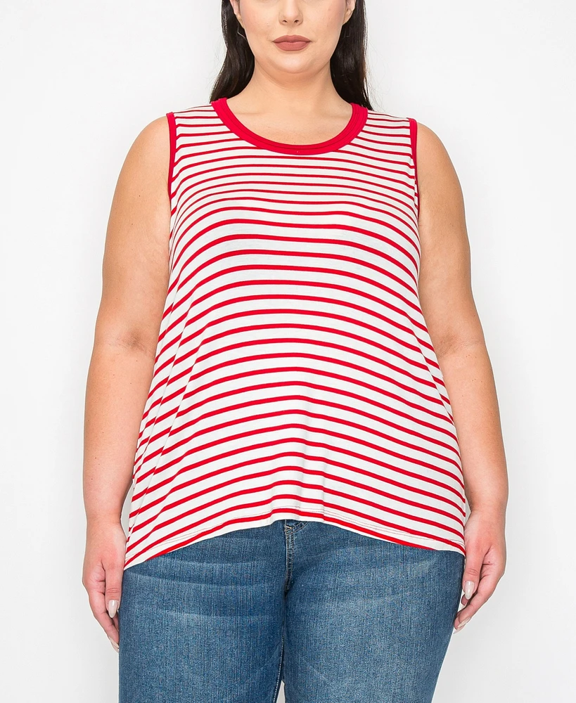 Coin 1804 Plus Yarn Dye Stripe Contrast Double Binding Swing Tank Top