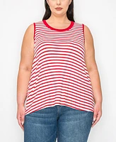 Coin 1804 Plus Yarn Dye Stripe Contrast Double Binding Swing Tank Top