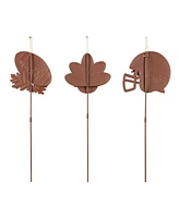 Glitzhome 24"H Set of 3 Thanksgiving Metal Football Turkey Yard Stake