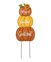 Glitzhome 35.5"H Thanksgiving Metal Stacked Pumpkins Yard Stake