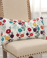 Rizzy Home Floral Polyester Filled Decorative Pillow, 14" x 26"