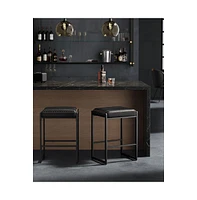Counter Height Bar Stools Set of 2, Synthetic Leather with Stitching