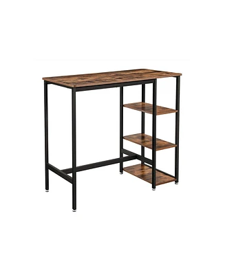 Slickblue Industrial Bar Table With Storage Shelves Rustic Brown
