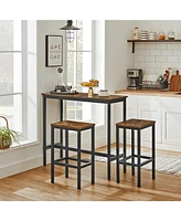 Slickblue Industrial Brown Bar Table With 2 Stools