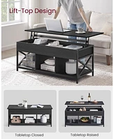 Industrial Lift Top Coffee Table With Hidden Compartments For Living Room