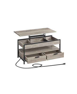 Slickblue Lift Top Coffee Table With Power Outlet And Storage Shelf