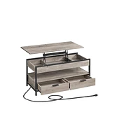 Slickblue Lift Top Coffee Table With Power Outlet And Storage Shelf