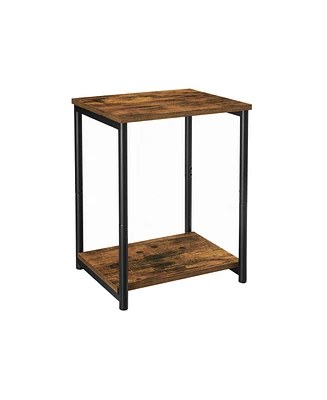Slickblue End Table, Side Table With Storage Shelf, Slim Night Table, Steel Frame, For Living Room