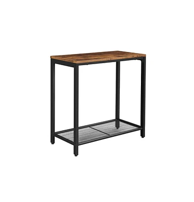 Slickblue Narrow Small End Table with Mesh Shelf, Nightstand, Living Room, Bedroom, Kitchen, Metal