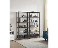 Slickblue Bookcase, 6-Tier Bookshelf, Slim Shelving Unit for Bedroom, Bathroom, Home Office, Tempered Glass