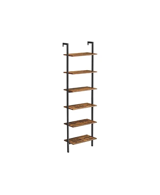 Slickblue Industrial Ladder Shelf, 6-tier Bookshelf, Wall Shelf For Living Room