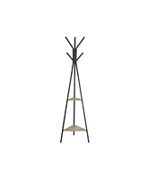 Slickblue Coat Rack Stand, Tree, Hall Tree Free Standing, With 2 Shelves, For Clothes, Hats, Bags