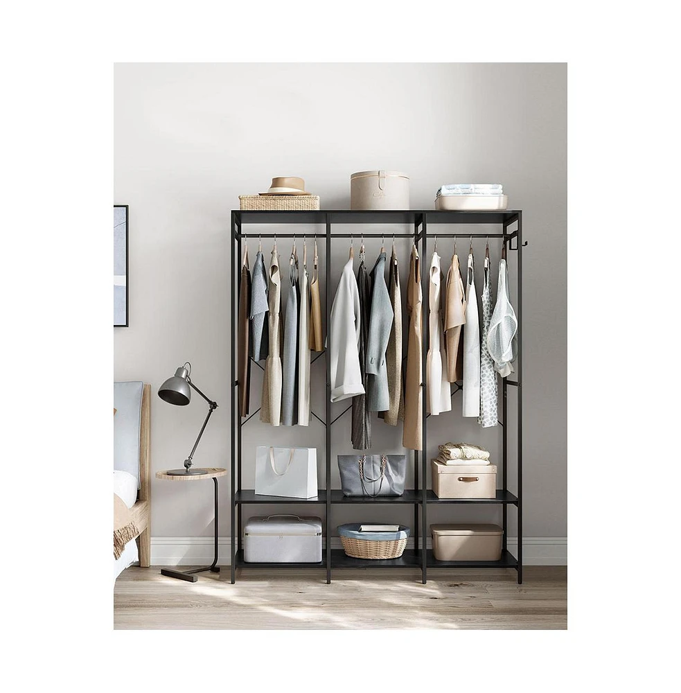 Slickblue Clothes Rack, Heavy Duty Garment Rack Freestanding Closet Organizer, with Hanging Rods, Storage Shelves