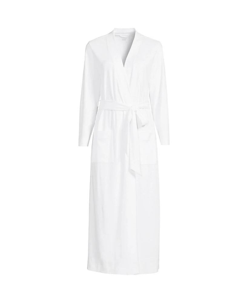 Lands' End Women's Petite Cotton Long Sleeve Midcalf Robe
