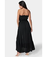 bebe Women's Strapless Maxi Dress