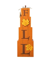 Glitzhome 25.5"H Halloween and Fall Wood Reversible Boxed Porch Decor