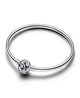 Pandora Moments Sterling Silver Encircled Clasp Bangle