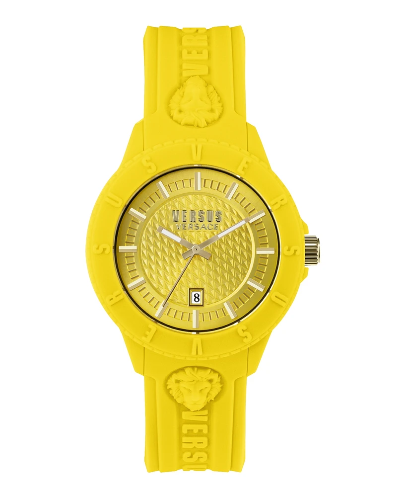 Versus Versace Men's Tokyo Silicone Date Quartz Yellow Silicone Strap 43mm