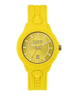 Versus Versace Mens Tokyo Silicone Date Quartz Yellow Silicone Strap 43mm