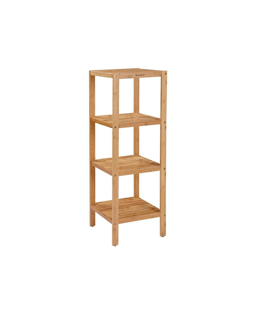 Slickblue Wicker Bathroom Shelf Stand 4-Tier Multifunctional Storage Rack Shelving Unit