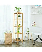 Slickblue 5-Tier Wicker Bathroom Shelf, Standing Kitchen Rack, for Narrow Spaces, Living Room