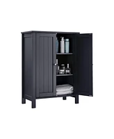 Slickblue Bathroom Floor Storage Cabinet With Double Door Adjustable Shelf