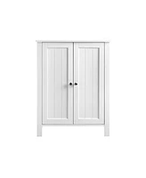 Slickblue Bathroom Floor Storage Cabinet With Double Door Adjustable Shelf