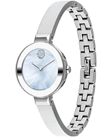 Movado Women's Bold Bangles Swiss Quartz Silver-Tone Stainless Steel Watch 28mm - Silver