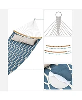 Slickblue Quilted Hammock with Curved Bamboo Spreaders, Pillow, Portable Padded Holds up to 495 lb
