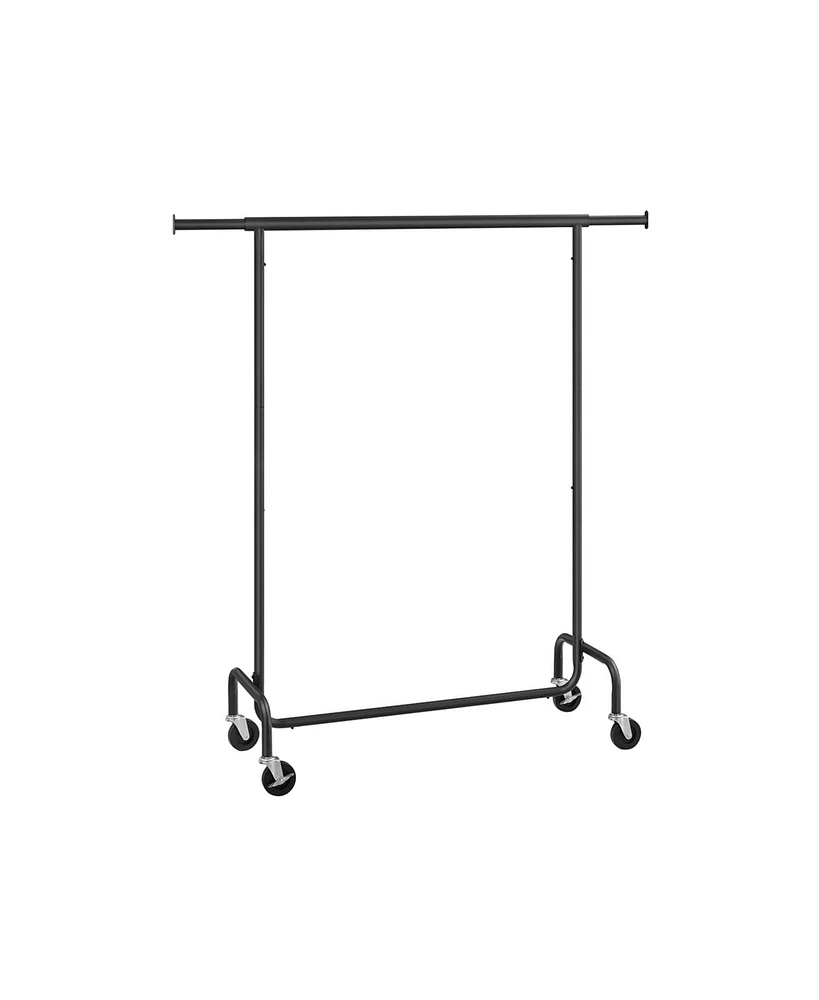 Slickblue Clothes Rack with Wheels, Heavy-Duty Garment Rack with Extendable Hanging Rod