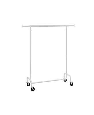 Slickblue Clothes Rack with Wheels, Heavy-Duty Garment Rack with Extendable Hanging Rod