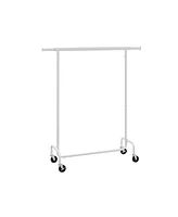 Slickblue Clothes Rack with Wheels, Heavy-Duty Garment Rack with Extendable Hanging Rod