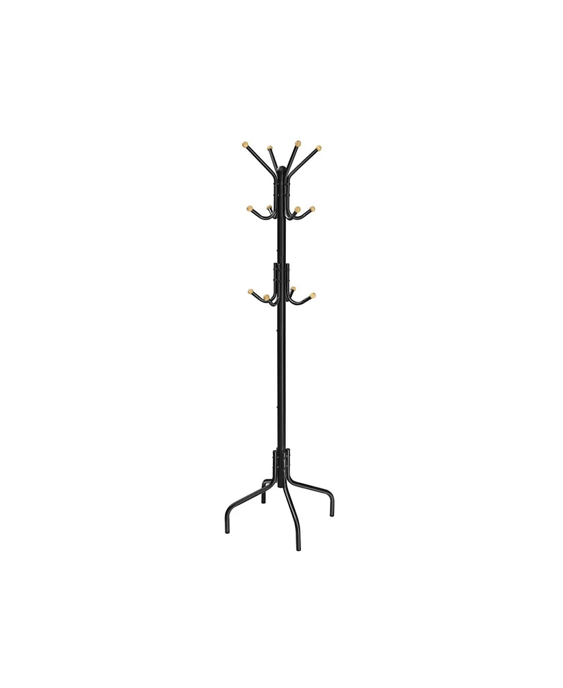 Slickblue Coat Rack Freestanding, Stand W/12 Hooks & 4 Legs, Tree For Jackets, Hats, Entryway