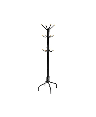 Slickblue Coat Rack Freestanding, Stand W/12 Hooks & 4 Legs, Tree For Jackets, Hats, Entryway