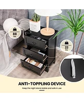 Inolait 3-Drawer End Storage Wood Side Nightstand