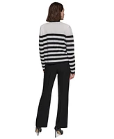 Karl Lagerfeld Women's Striped Open-Front Cardigan Sweater